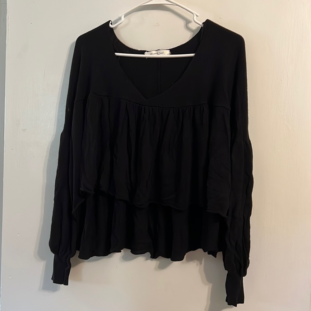 Black Sweater Blouse Long Sleeve